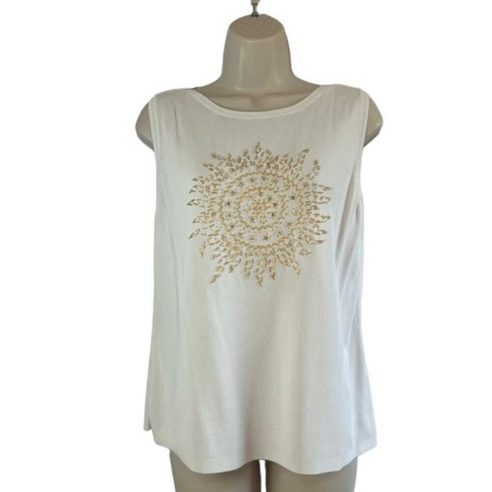 Vintage Lucia Burns gold beaded celestial sun rayon blouse